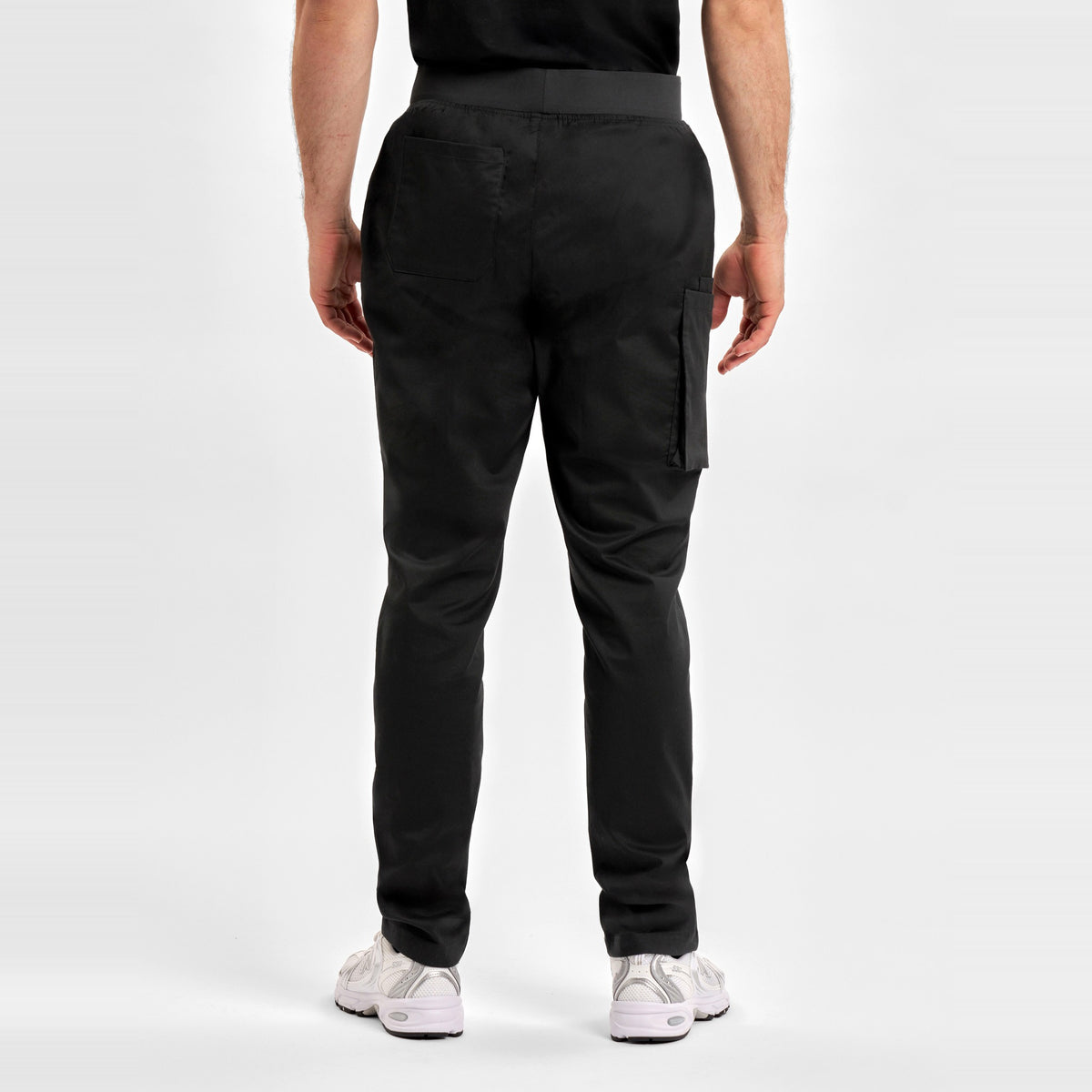 Inaura Riley Mens Straight Leg Scrub Pant CSP047ML in Black, worn by model, view 4