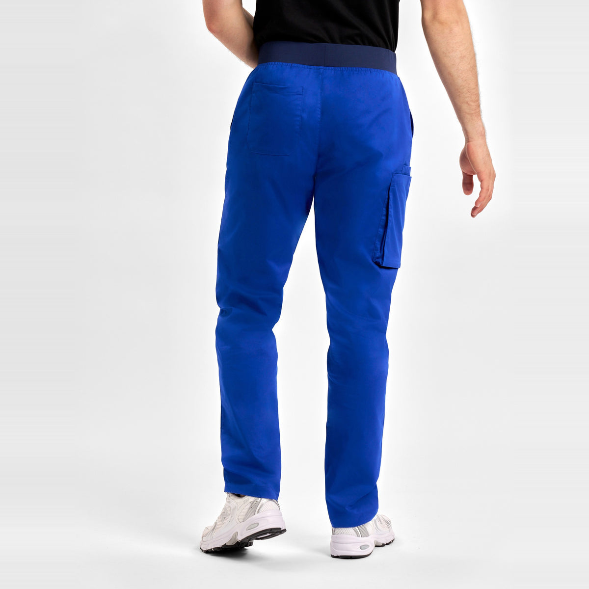 Inaura Riley Mens Straight Leg Scrub Pant CSP047ML in Electric Blue, worn by model, view 4