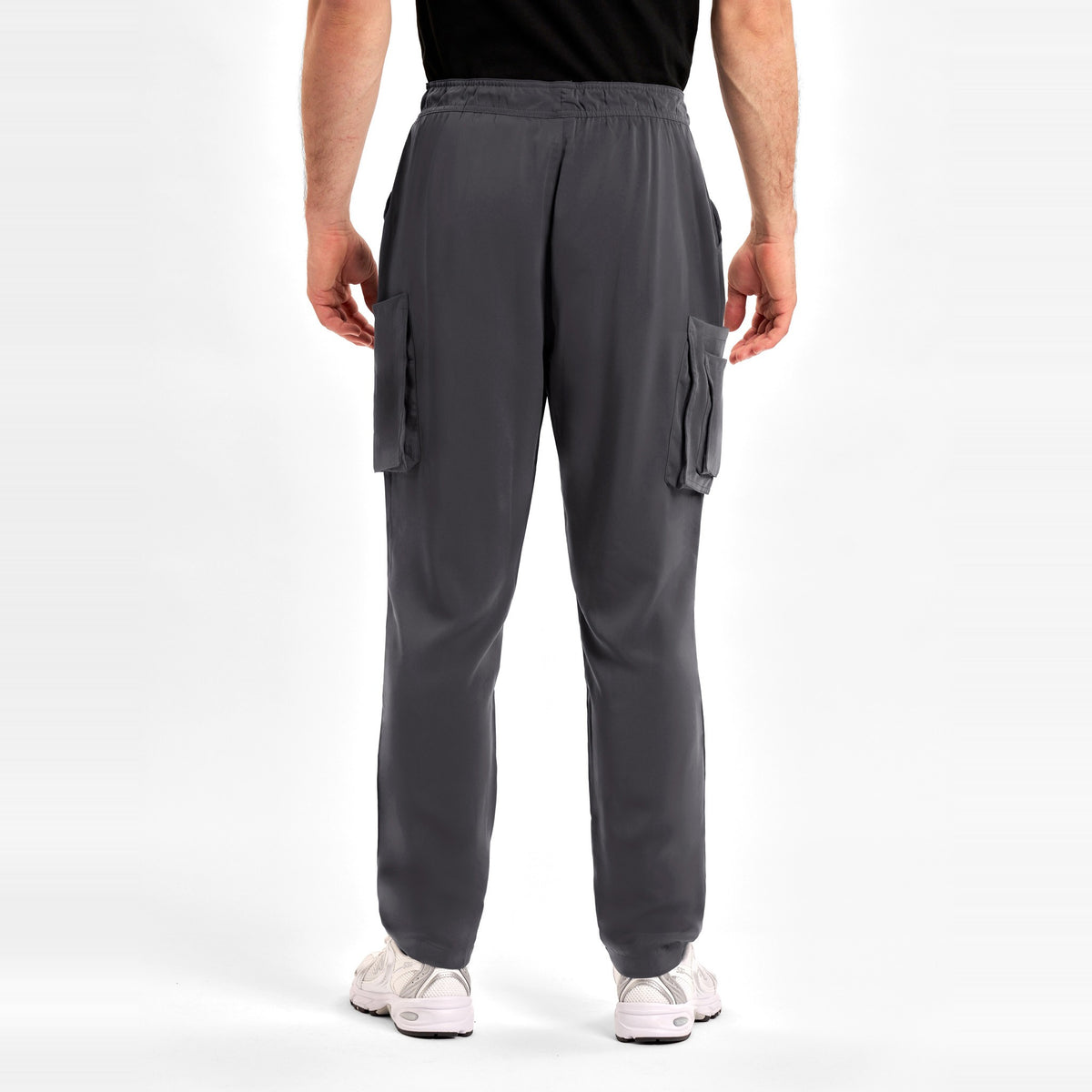 Inaura Avery Mens Straight Leg Scrub Pant CSP946ML in Charcoal, worn by model, view 4
