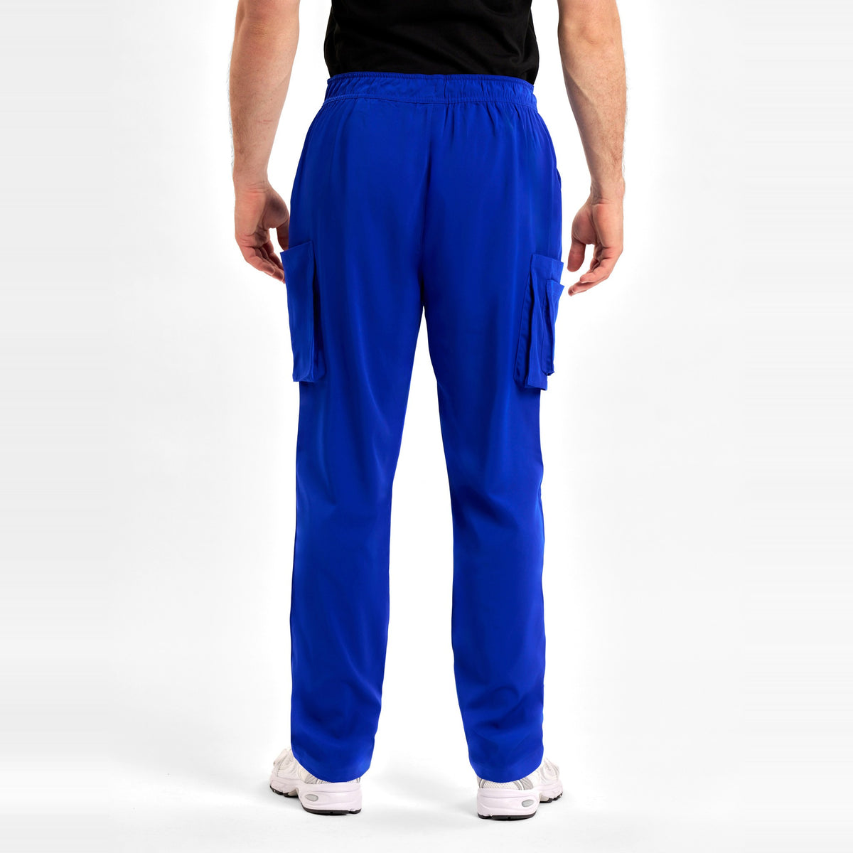 Inaura Avery Mens Straight Leg Scrub Pant CSP946ML in Electric Blue, worn by model, view 4