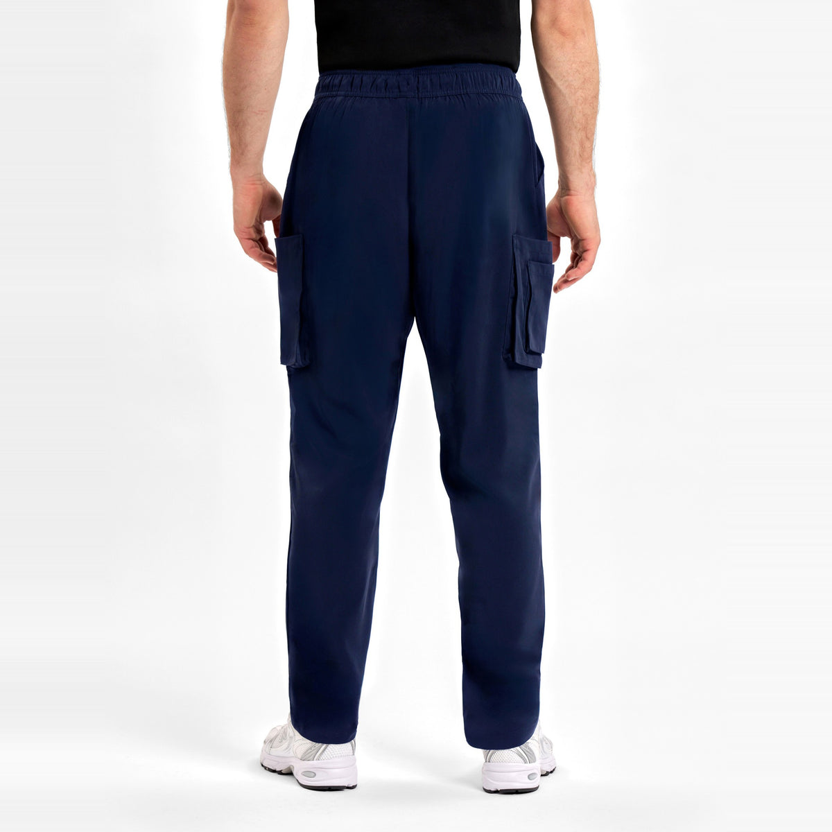Inaura Avery Mens Straight Leg Scrub Pant CSP946ML in Midnight Navy, worn by model, view 4