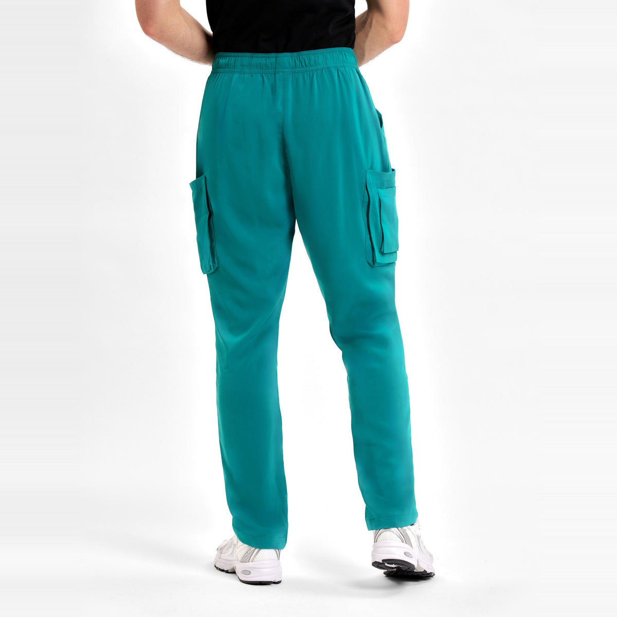 Inaura Avery Mens Straight Leg Scrub Pant CSP946ML in Teal, worn by model, view 4