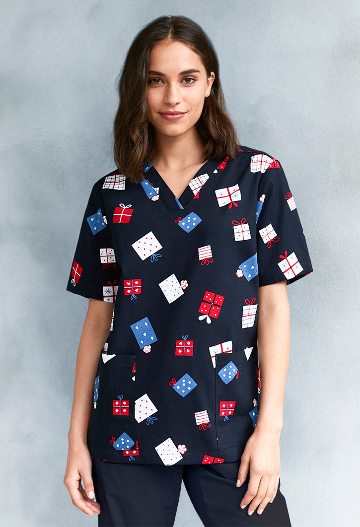 Biz Womens Christmas Scrubs Navy Gifts