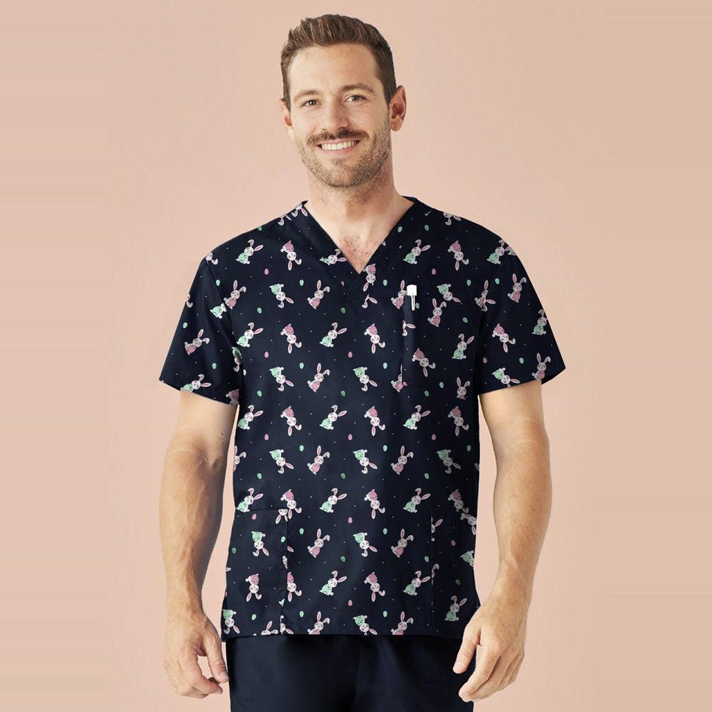 Biz Easter Mens V-Neck Short Sleeve Scrub Top CST152MS in Midnight Navy