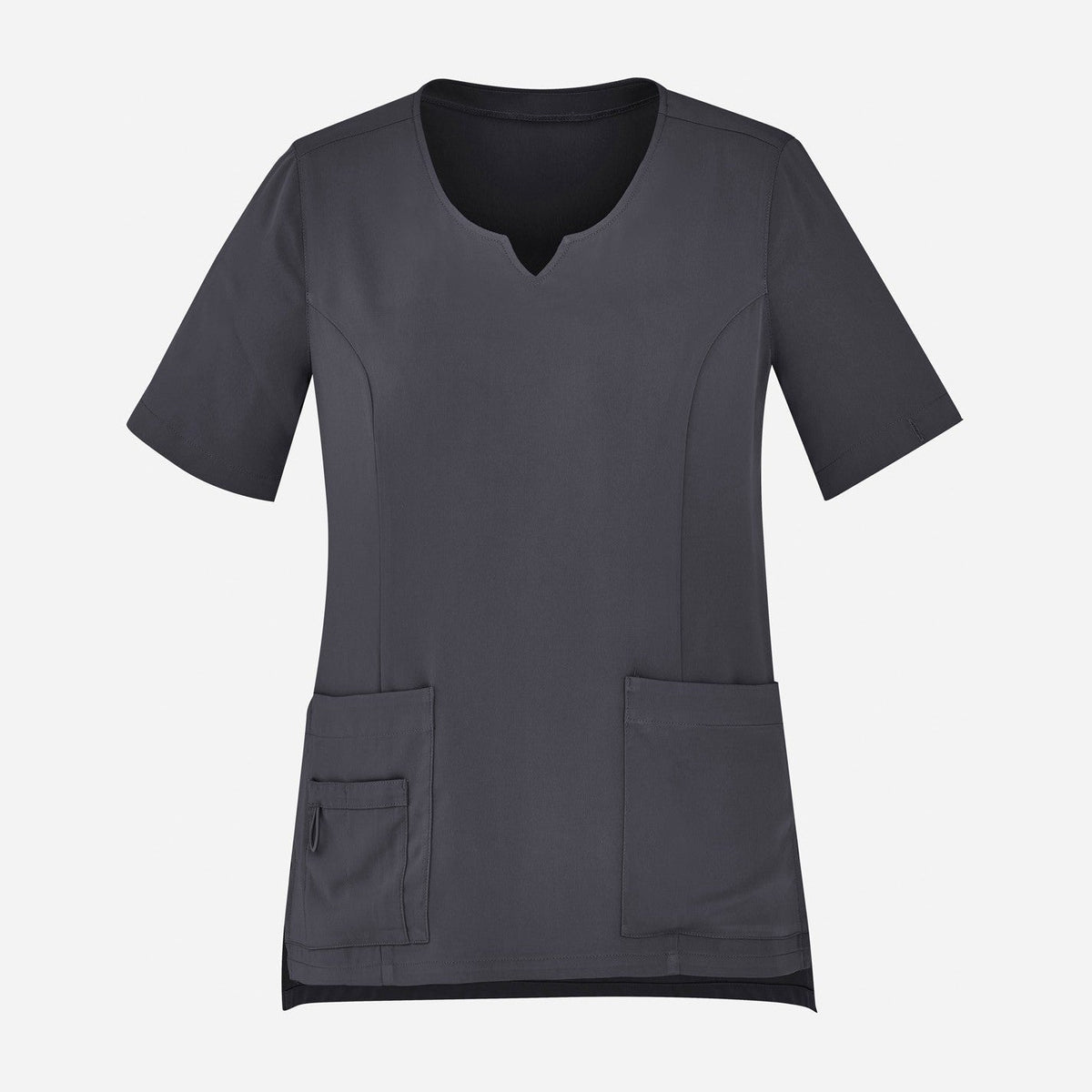 Inaura Avery Womens Round Neck Scrub Top CST942LS in Charcoal