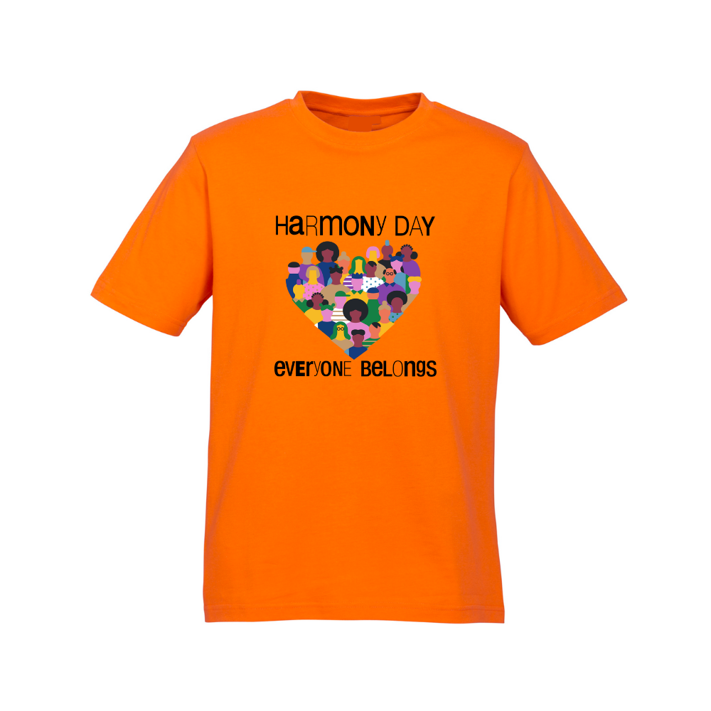 Kids Harmony Day Diversity Heart on Orange T-Shirt