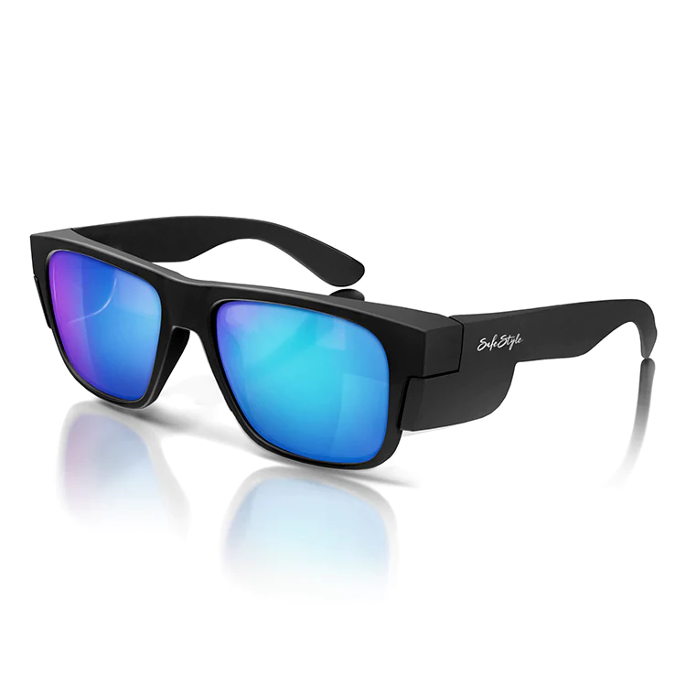 Safe Style Fusions Matte Black Frame/Mirror Blue Polarised Lens Glasses FMBBP100