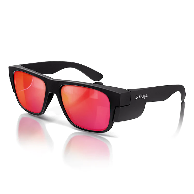 Safe Style Fusions Matte Black Frame/Mirror Red Polarised Lens Glasses FMBRP100