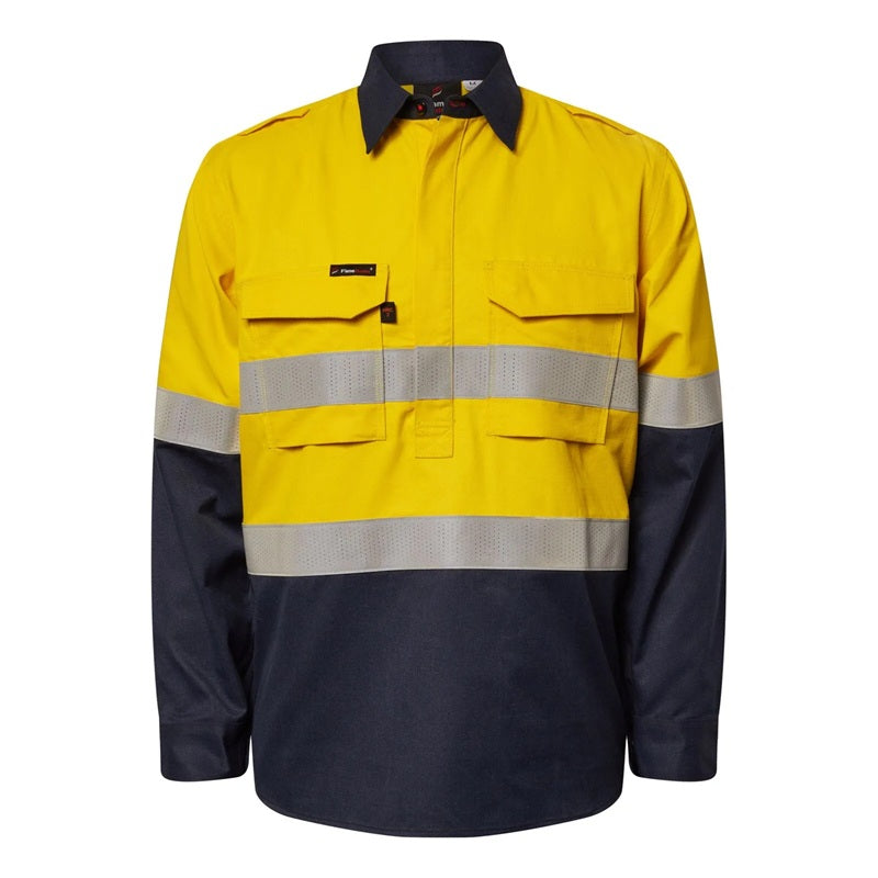 Flamebuster Mens HRC2 Inherent Hi Vis Reflective Shirt with Gusset Sleeves