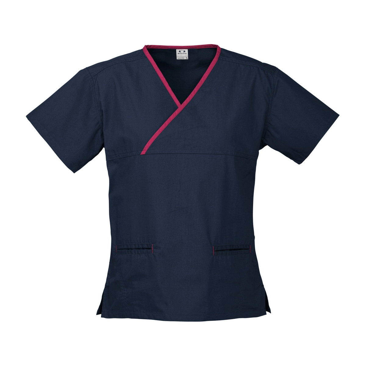 Biz Womens Contrast Crossover Scrubs Top H10722