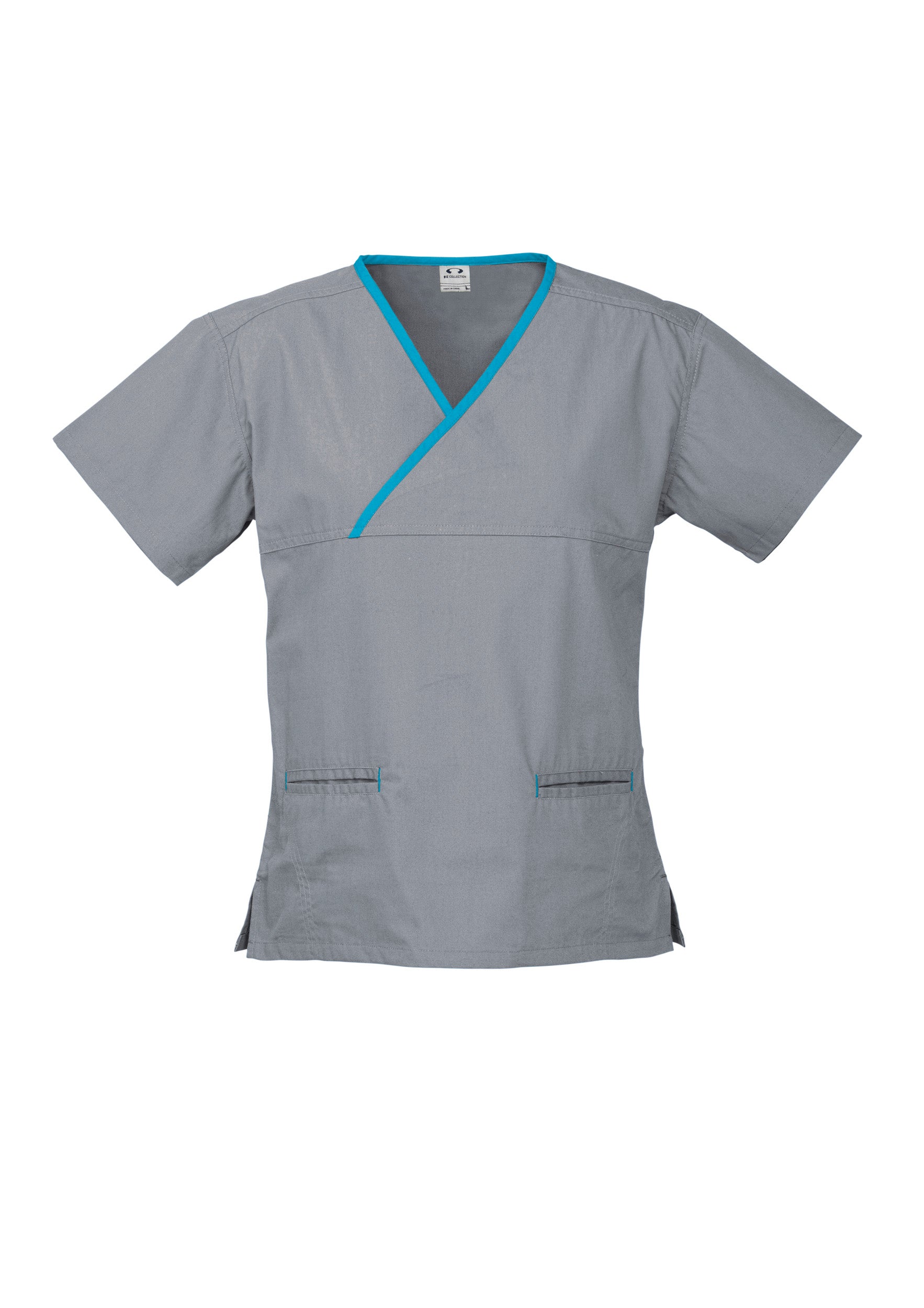 Biz Womens Contrast Crossover Scrubs Top H10722