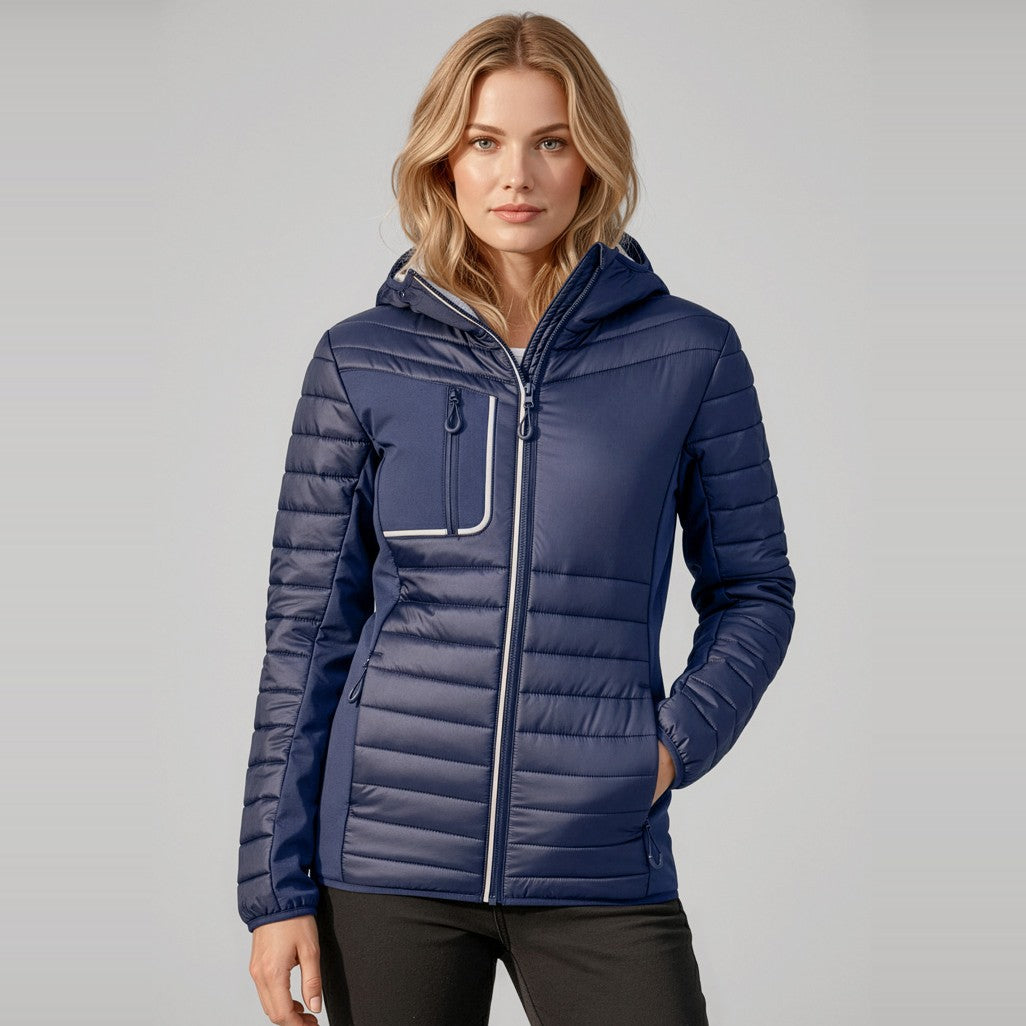 Biz Patrol Unisex Jacket J134M in Navy/Silver, worn by model
