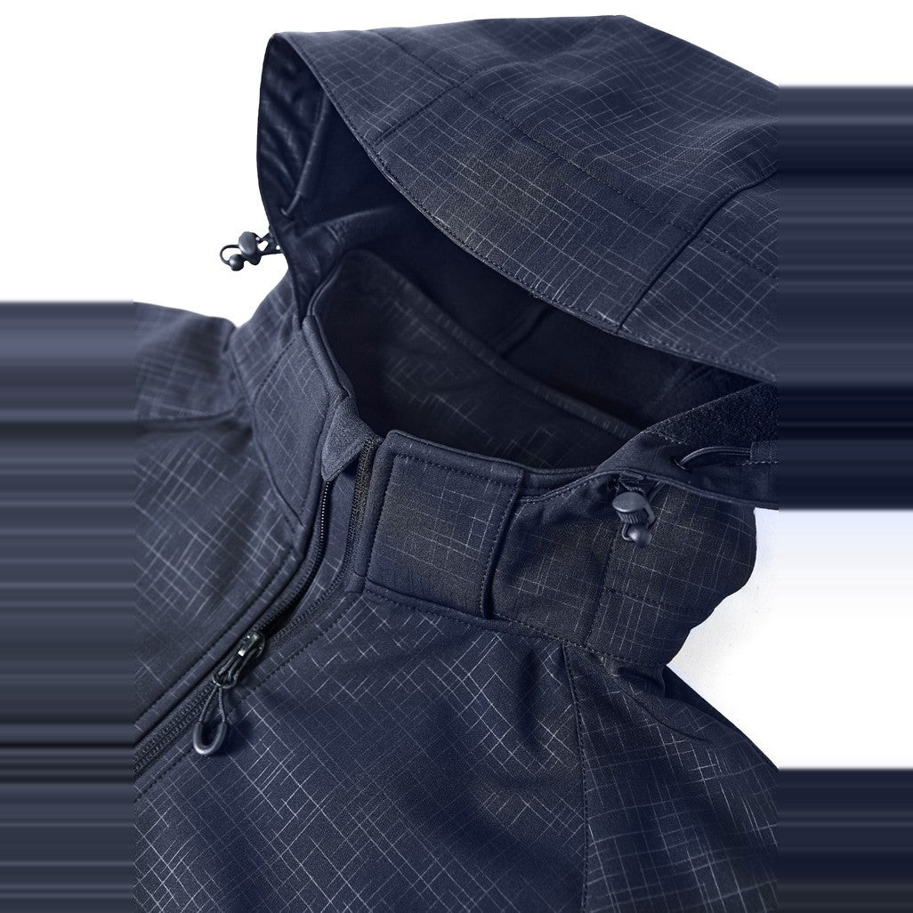 Biz Geo Womens Jacket J135L in Navy, worn by model, view 3