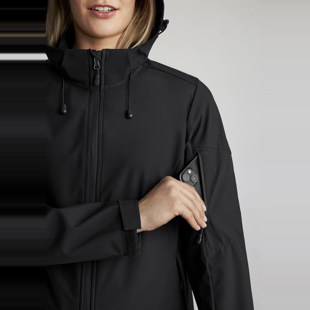 Biz Atlas Womens Jacket J502L in Black, worn by model, view 2
