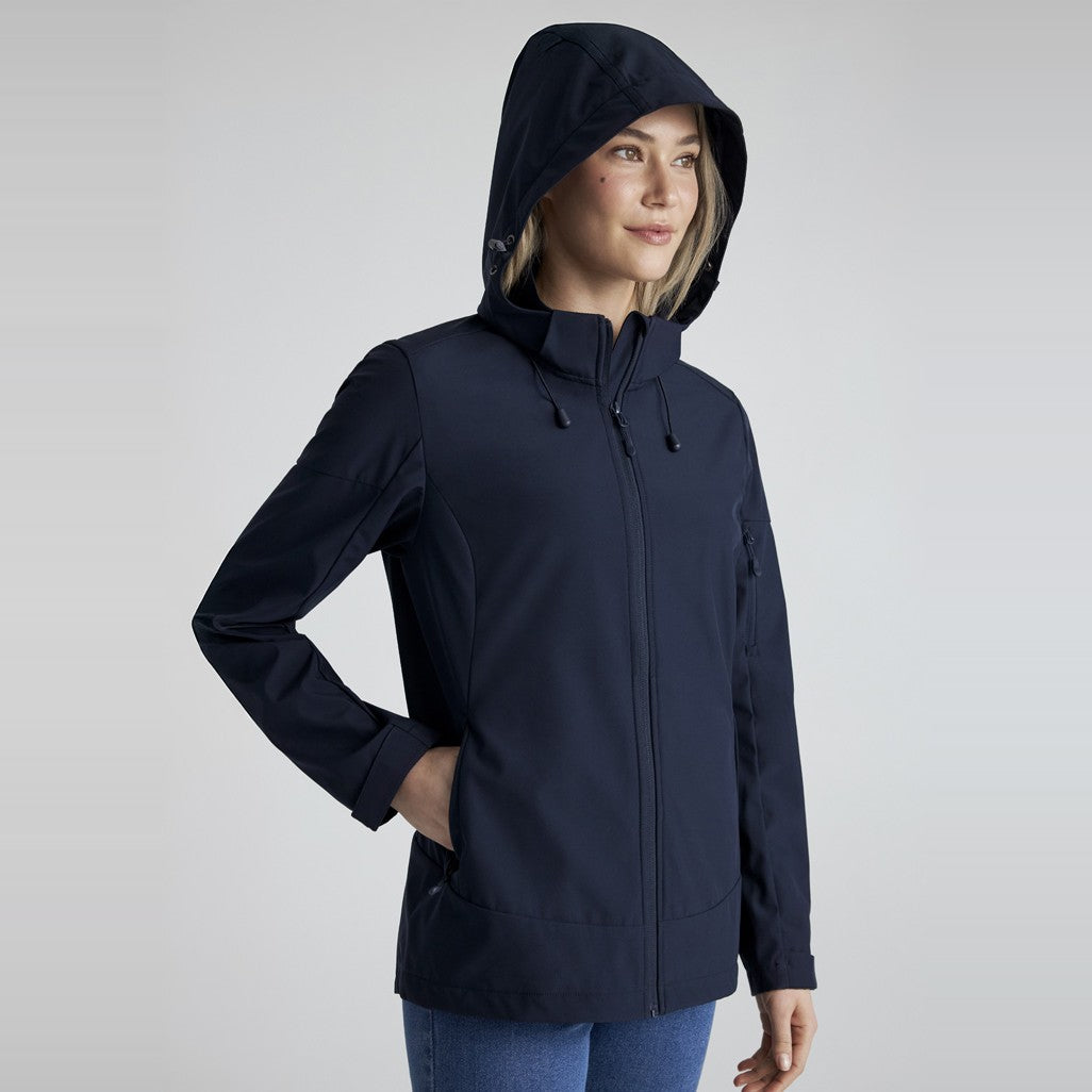 Biz Atlas Womens Jacket J502L in Navy, worn by model, view 2