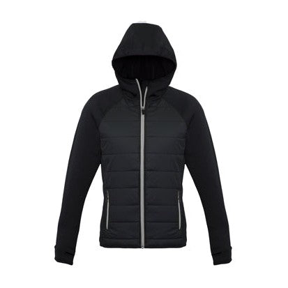 Biz Womens Stealth Tech Hoodie J515L in Black/Silver Grey