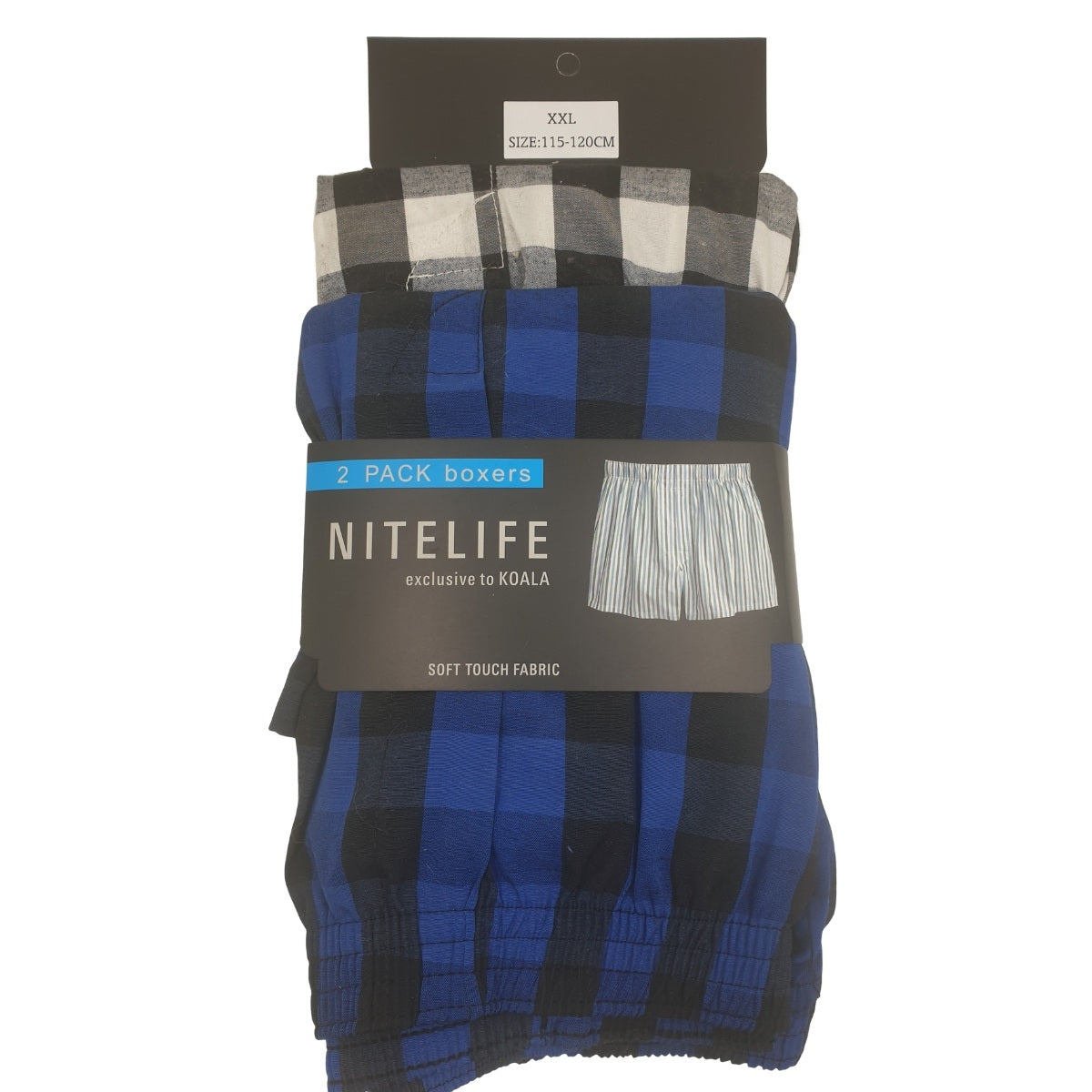 Nitelife Mens Boxer Shorts Check 2 Pack CLEARANCE