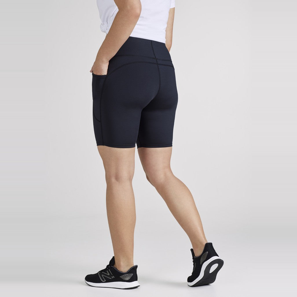 Biz Luna Womens Bike Short L323LS in Black, worn by model, view 2