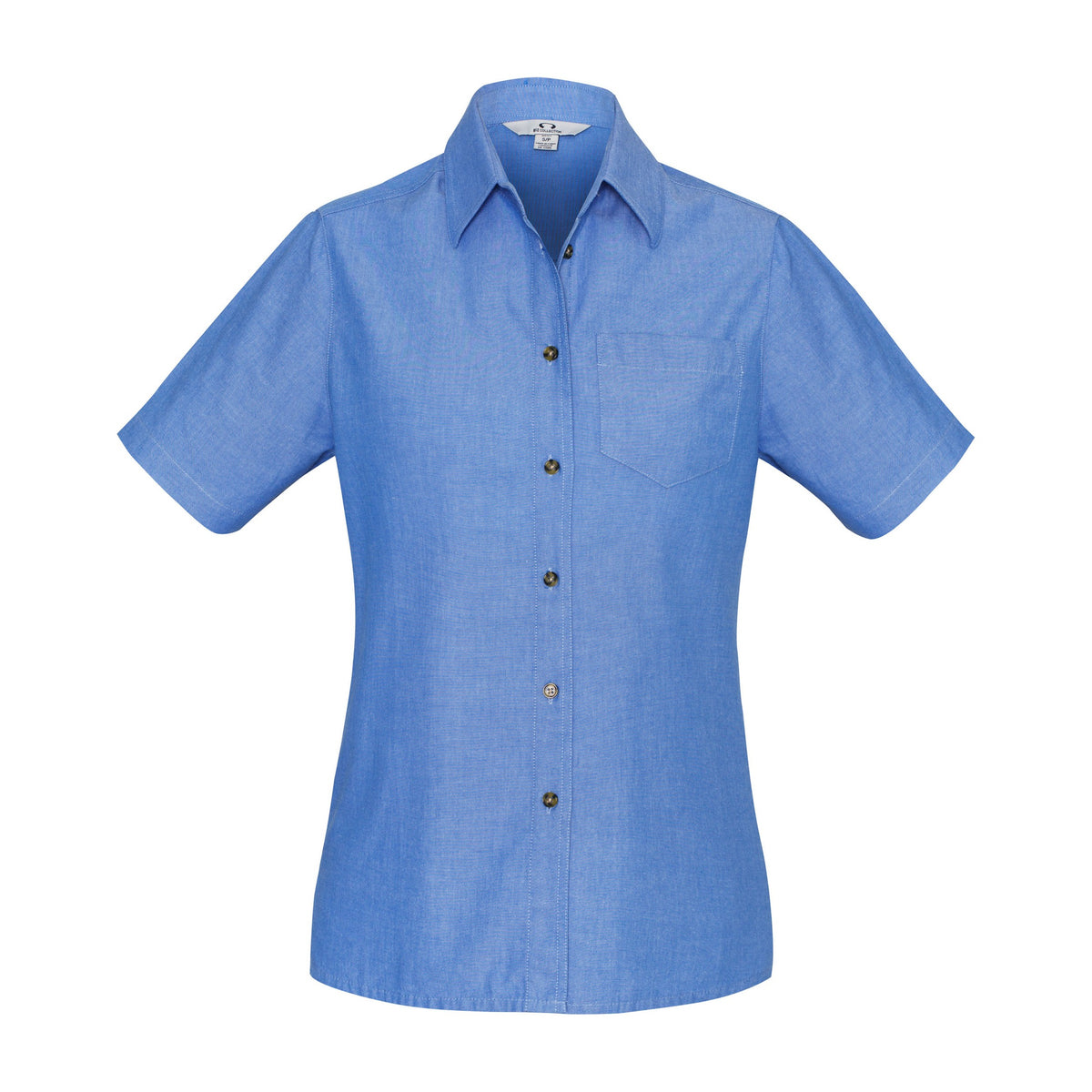 Biz Chambray Womens Short Sleeve Shirt LB6200 in Chambray Blue