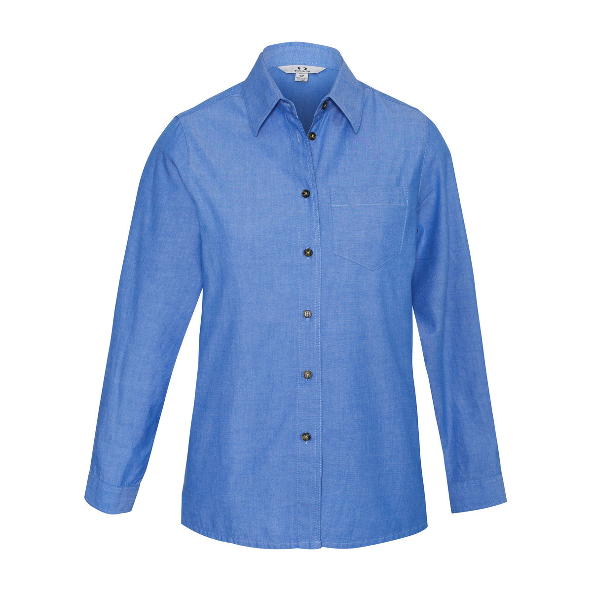 Biz Chambray Womens Long Sleeve Shirt LB6201 in Chambray Blue