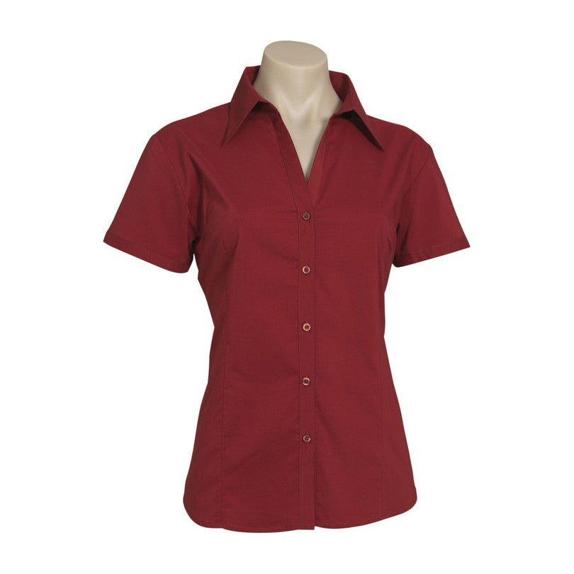 Biz Metro Womens Short Sleeve Shirt LB7301, worn by model