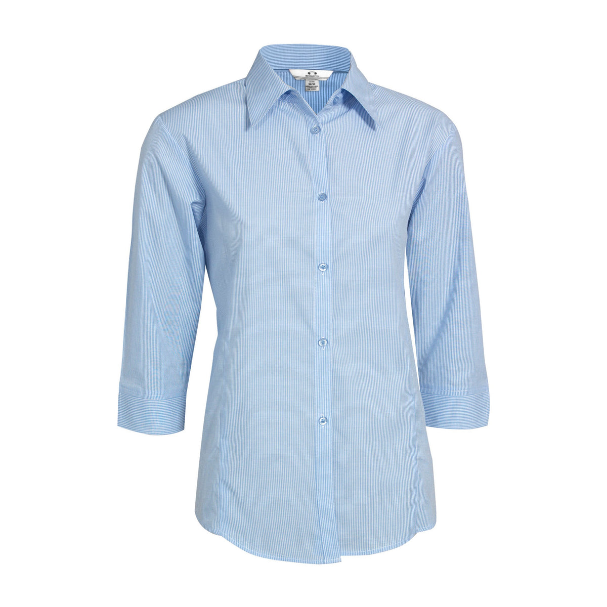 Biz Micro Womens Check 3/4 Sleeve Shirt LB8200 in Sky