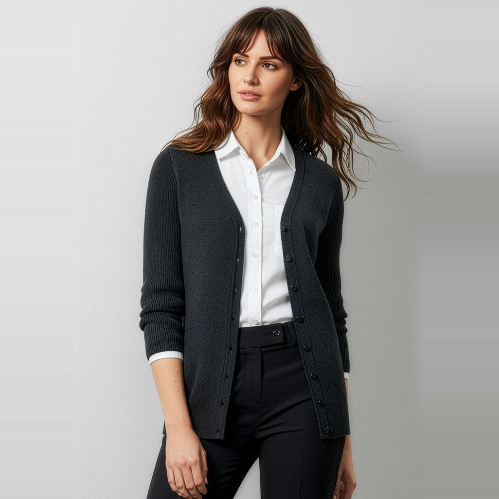 Biz Milano Womens Cardigan LC417L in Black, worn by model