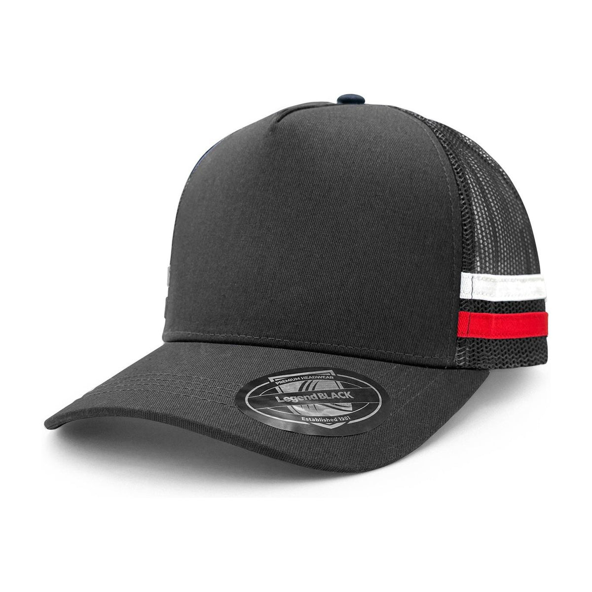 Legend Life Striped Trucker 7050 in Black/Black/White/Red