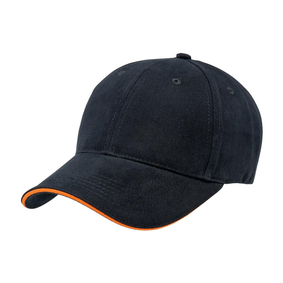 Legend Life Premium Soft Sandwich Peak Cap 8001 in Navy/Orange