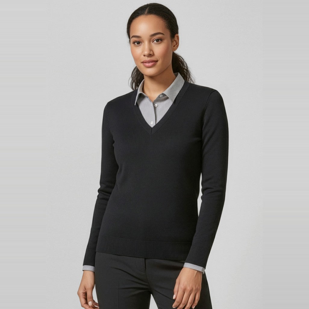 Biz V-Neck Womens Knit Pullover LP3506, worn by model