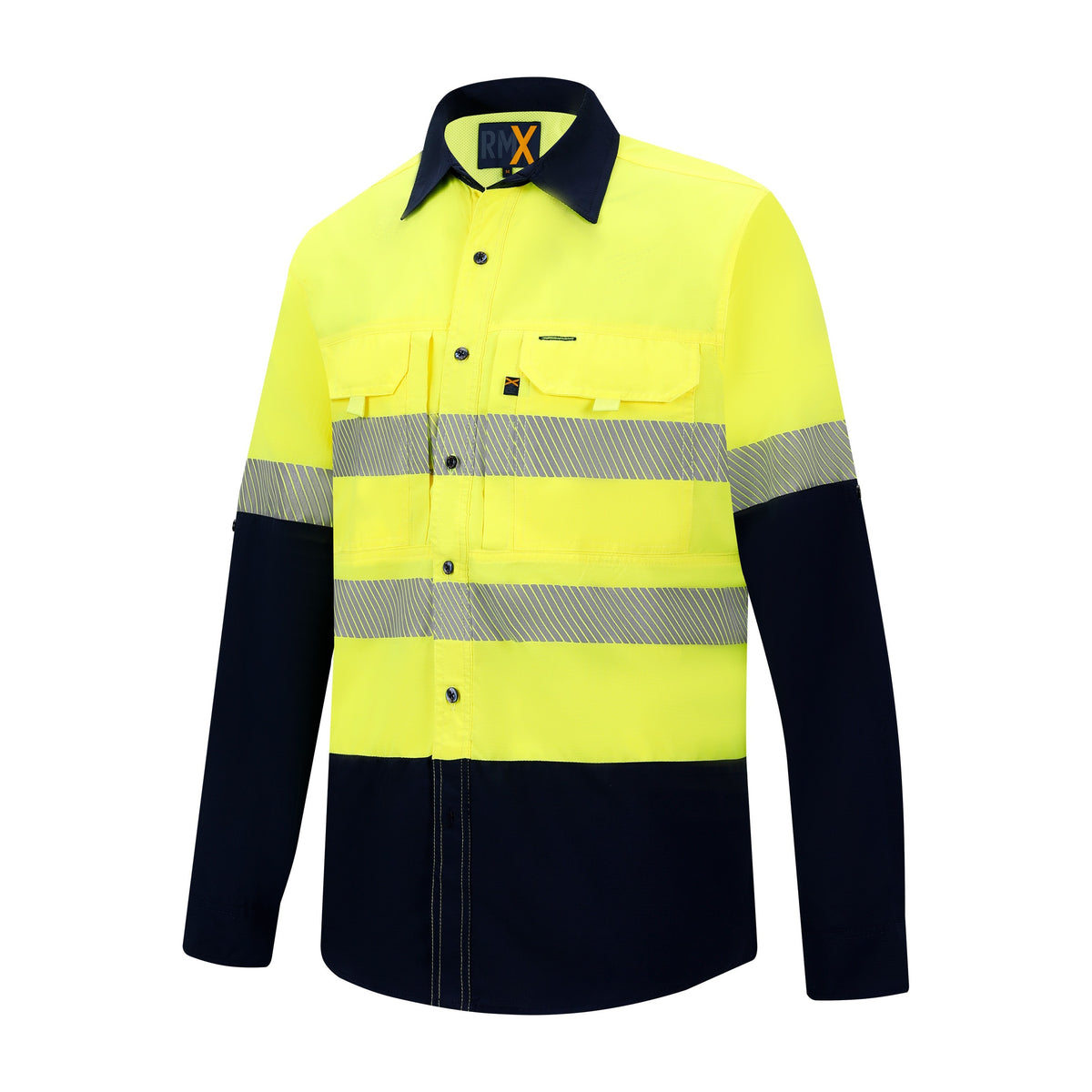 RMX Light Weight Ripstop Shirt, Two Tone, Reflective RMX020R in Yellow/Navy