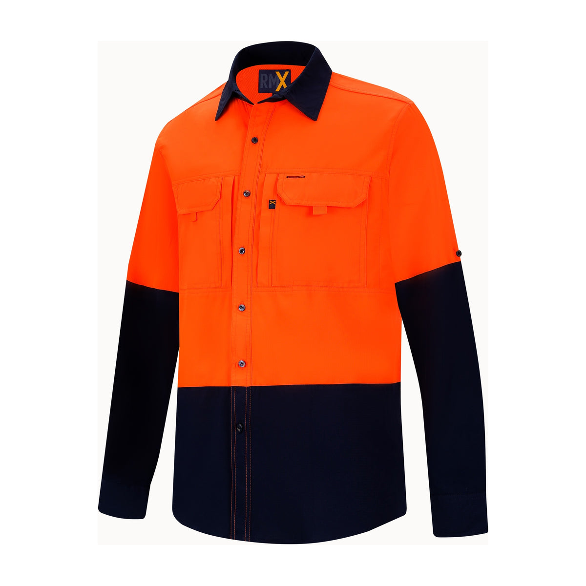 RMX Light Weight Ripstop Shirt, Two Tone RMX020 in Orange/Navy