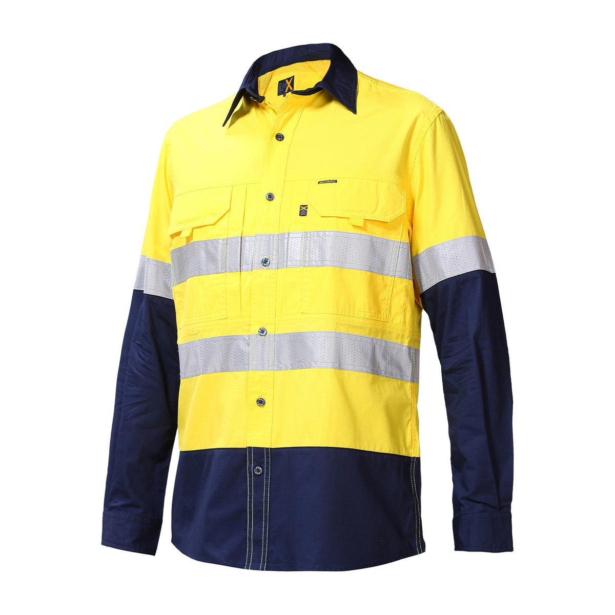 RMX Flex Fit Utility Shirts, Two Tone, Reflective RMX003R in Yellow/Navy