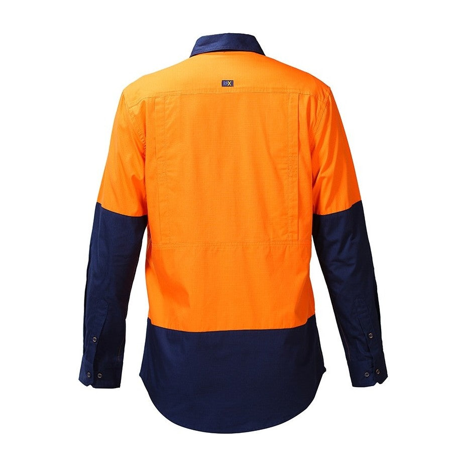 RMX Flexible Fit Utility Shirts, Two Tone RMX003 in Orange/Navy, back view