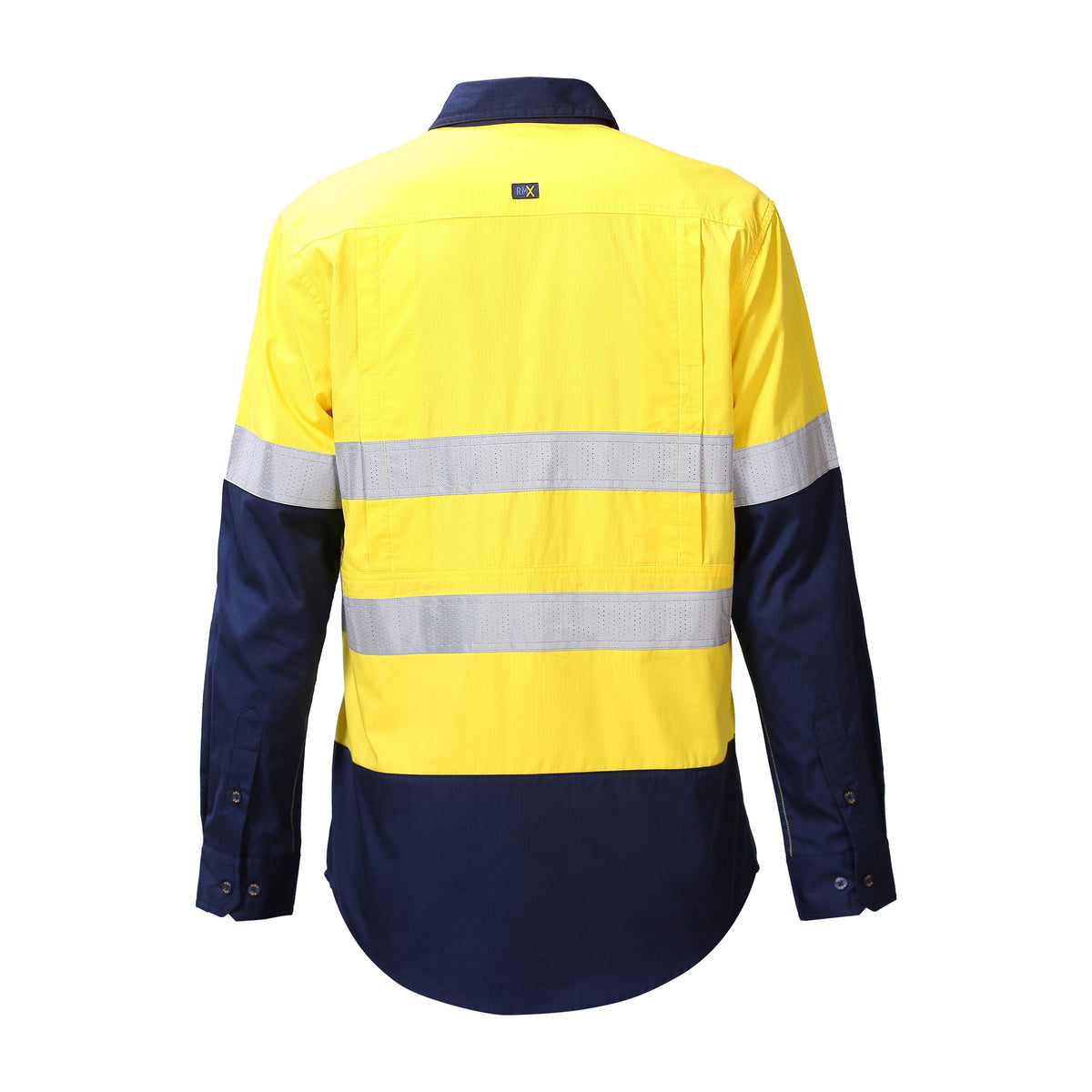 RMX Flex Fit Utility Shirts, Two Tone, Reflective RMX003R in Yellow/Navy, back view