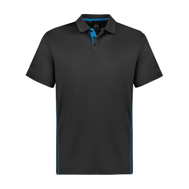 Biz Mens Balance Polo P200MS in Grey/Cyan