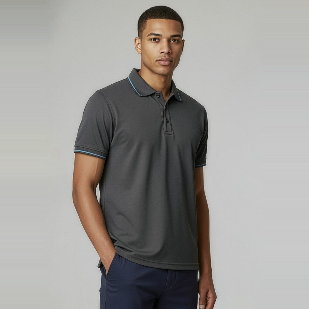 Biz Jet Mens Short Sleeve Polo P226MS, worn by model
