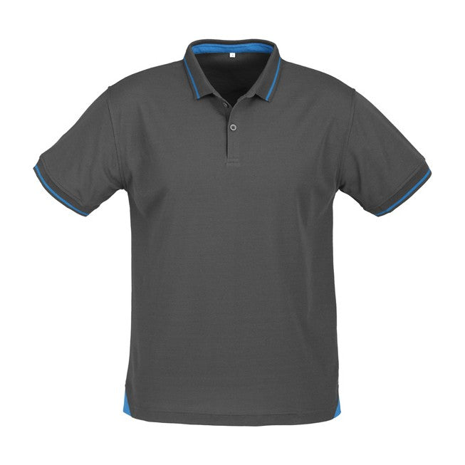 Biz Jet Mens Short Sleeve Polo P226MS in Steel Grey/Cyan
