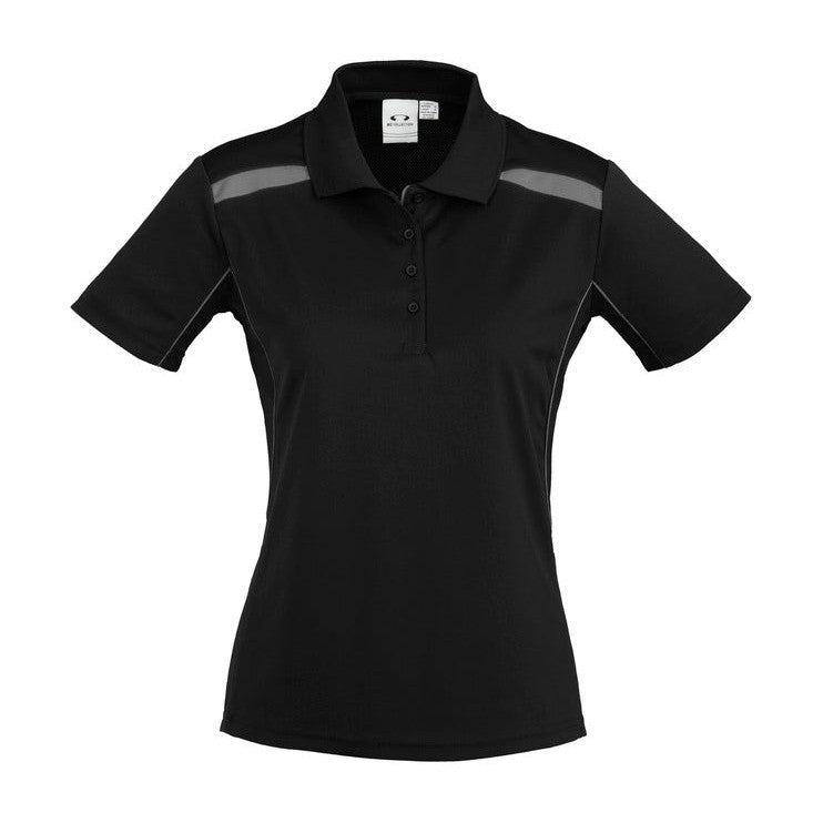 Biz Womens United Polo P244LS in Black/Ash
