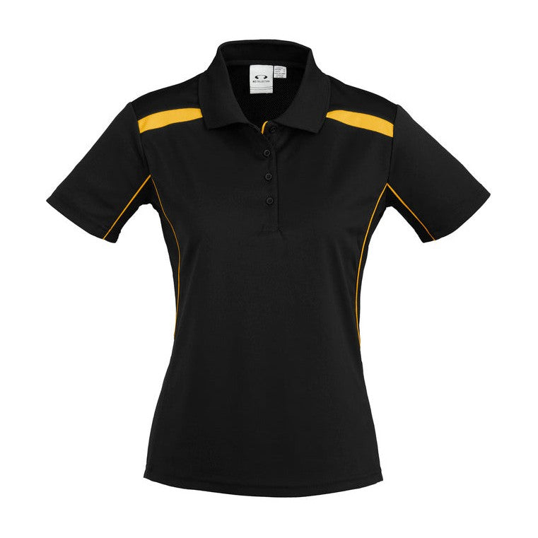 Biz Womens United Polo P244LS in Black/Gold