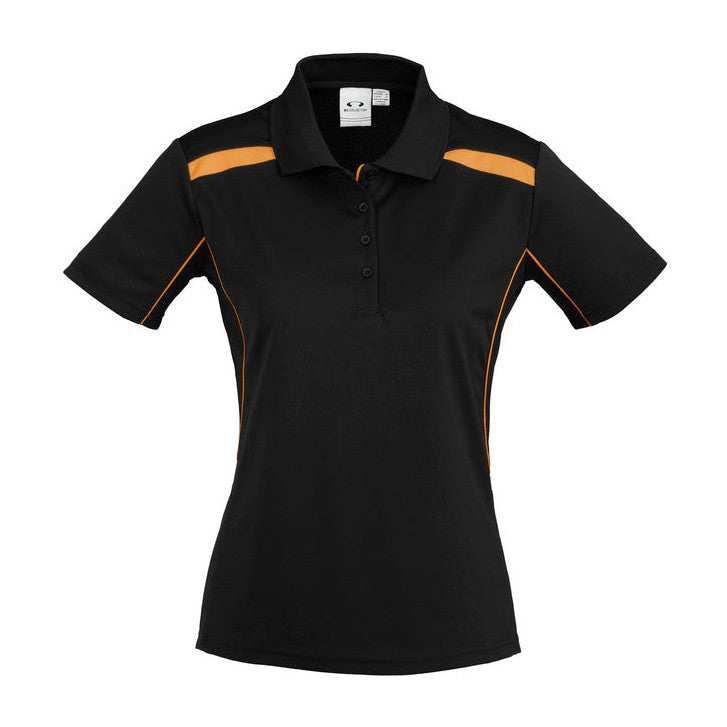 Biz Womens United Polo P244LS in Black/Orange