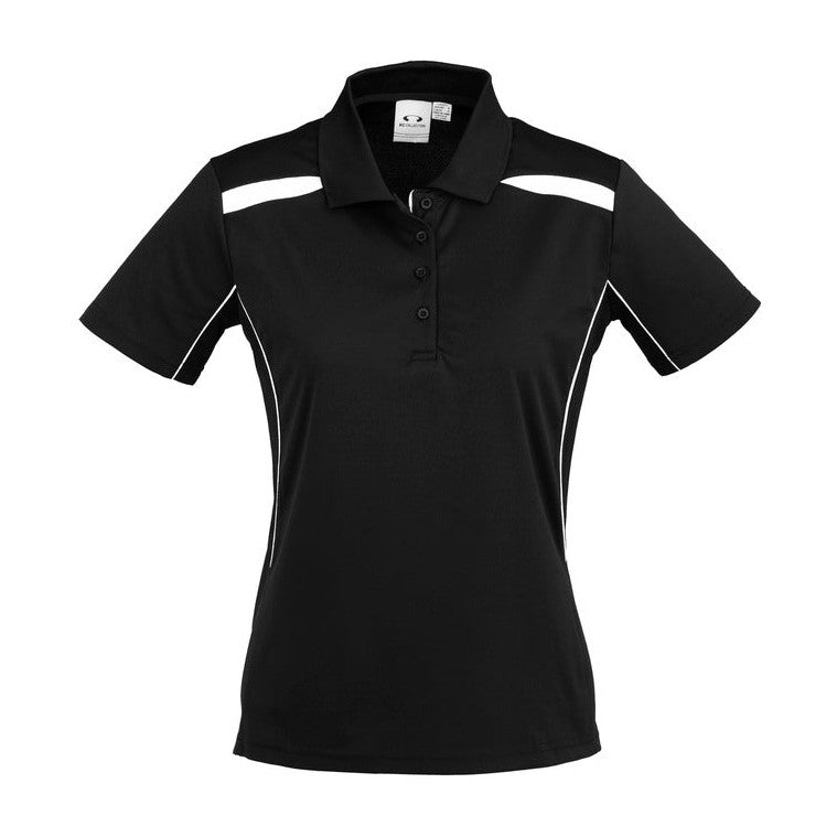Biz Womens United Polo P244LS in Black/White