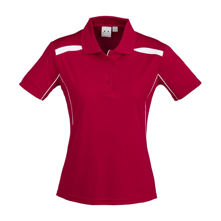 Biz Womens United Polo P244LS in Red/White