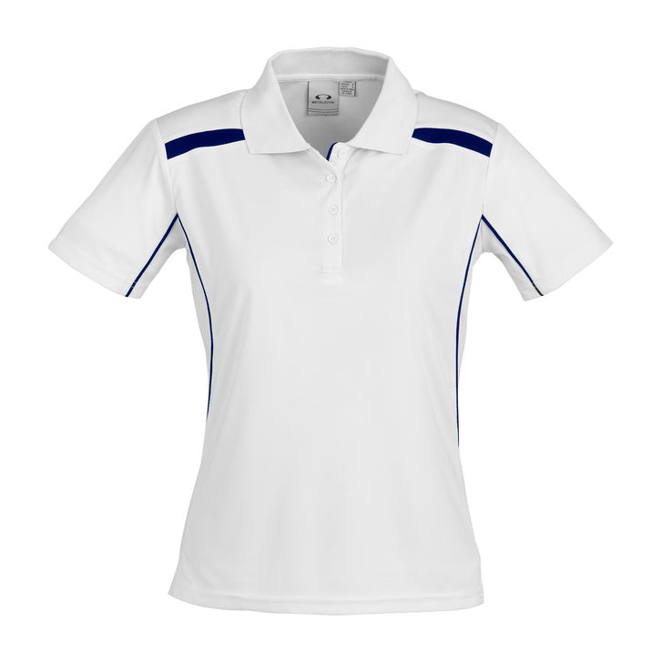 Biz Womens United Polo P244LS in White/Navy