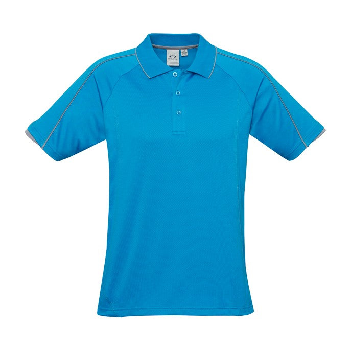 Biz Blade Mens Short Sleeve Polo P303MS in Cyan/Silver Grey