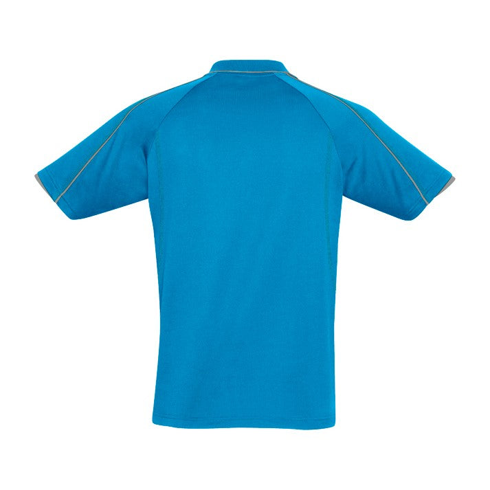 Biz Blade Mens Short Sleeve Polo P303MS in Cyan/Silver Grey, view 2