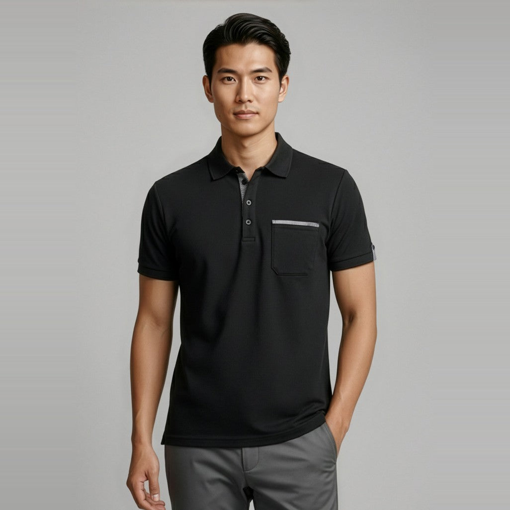 Biz Edge Mens Short Sleeve Polo P305MS, worn by model