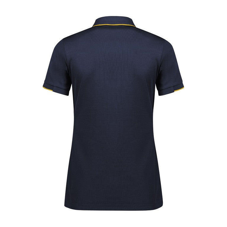 Biz Focus Womens Short Sleeve Polo P313LS in Navy/Gold, view 2