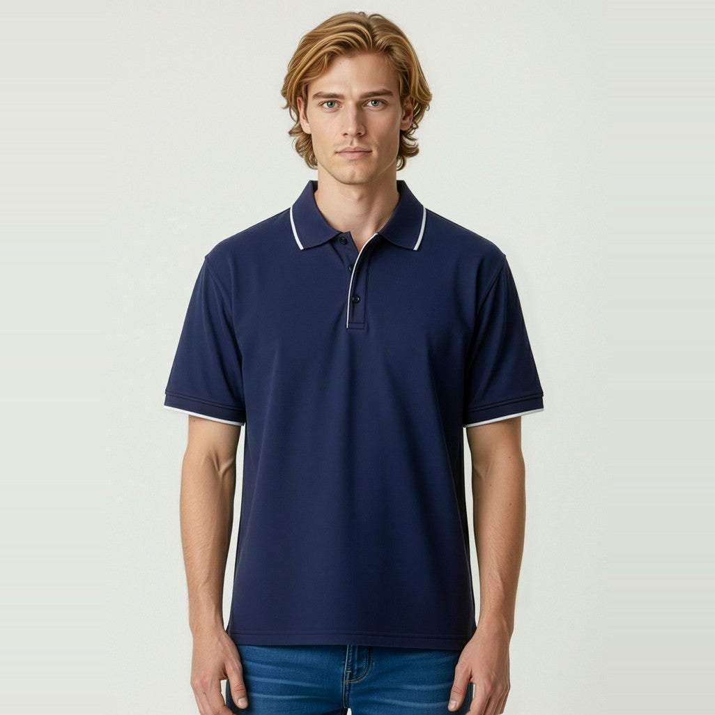 Biz Elite Mens Short Sleeve Polo P3200, worn by model