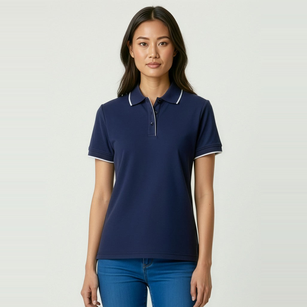 Biz Elite Womens Short Sleeve Polo P3225, worn by model